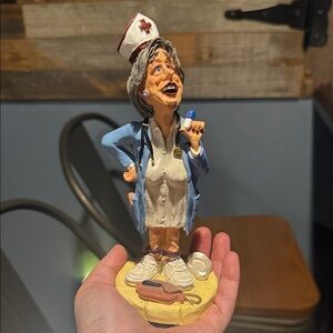 Russ Hand-Painted Nurse Figurine in Blue, White and Red